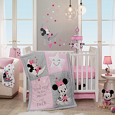 Lambs &amp; Ivy&reg; Minnie Mouse Celestial Wall Decal Set in Pink/Grey. View a larger version of this product image.