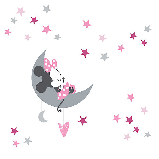 Alternate image 1 for Lambs & Ivy® Minnie Mouse Celestial Wall Decal Set in Pink/Grey