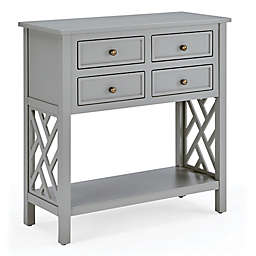 Coventry 32-Inch Wood Console Table with 4 Drawers in Grey