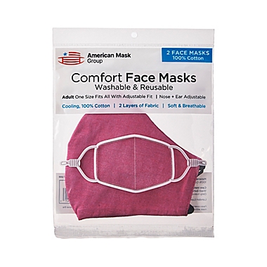 London Luxury&reg; 2-Pack Adult Fabric Face Masks in Heather/Raspberry. View a larger version of this product image.