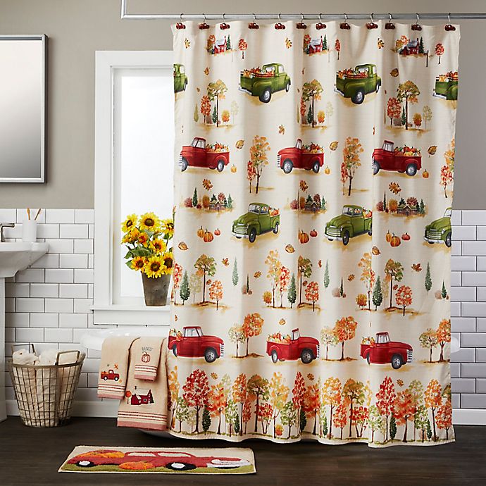 OneHoney Shower Curtain for Bathroom Watercolor Farm Pumpkins Cotton Wreath Waterproof Polyester Fabric Machine Washable Autumn Bath Curtains for Showers and Bathtub