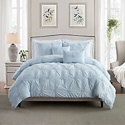 Swift Home Floral Pintuck Full/Queen Comforter Set in Baby Blue