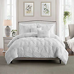 Swift Home Floral Pintuck Full/Queen Comforter Set in White