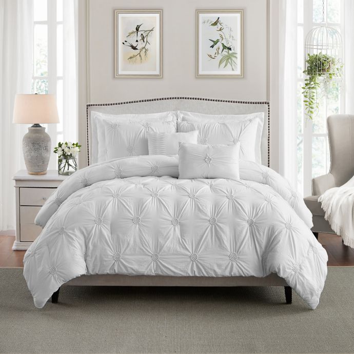 white pintuck comforter bedroom