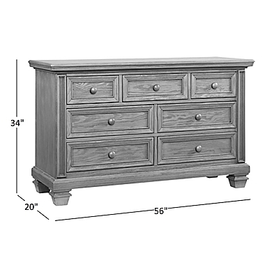 Oxford Baby Richmond 7-Drawer Double Dresser in Brushed Grey. View a larger version of this product image.