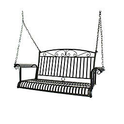 French Quarter All-Weather Steel Outdoor Swing in Black