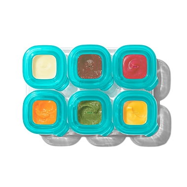 OXO Tot&reg; 6-Pack 2 oz. Silicone Baby Food Storage Blocks in Teal. View a larger version of this product image.
