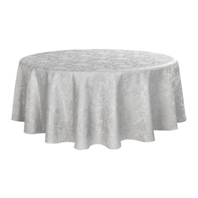 90/" Round Basket Weave Tablecloth in Silver Seats 6-8
