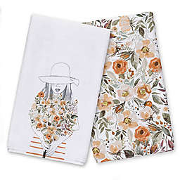 Fall Flower Girl Pattern Tea Towel Set