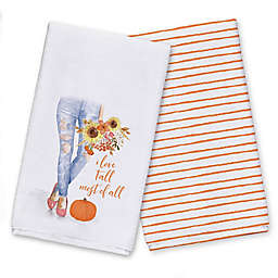 Fall Jeans and Flowers Stripes Tea Towel Set