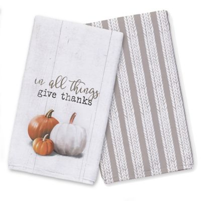 Kitchen Towel Pumpkin Give Thanks Dual Purpose 
