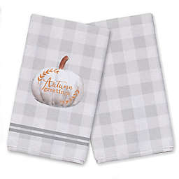 Autumn Greetings Plaid Tea Towel Set