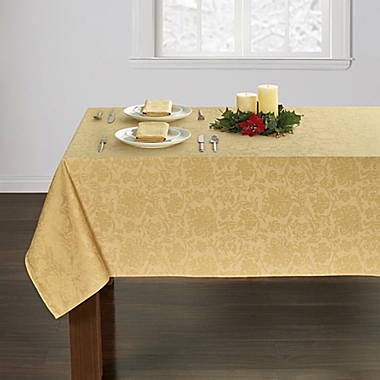 Holiday Medley 60-Inch x 144-Inch Christmas Tablecloth in Gold. View a larger version of this product image.