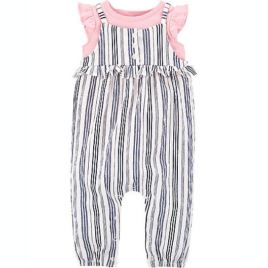 Alternate image 1 for carter's® 2-Piece Shirt and Striped Jumpsuit Set