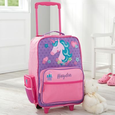 pink rolling suitcase