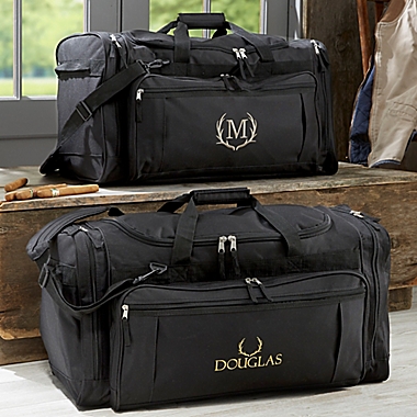 Woodland Embroidered Duffle Bag in Black. View a larger version of this product image.