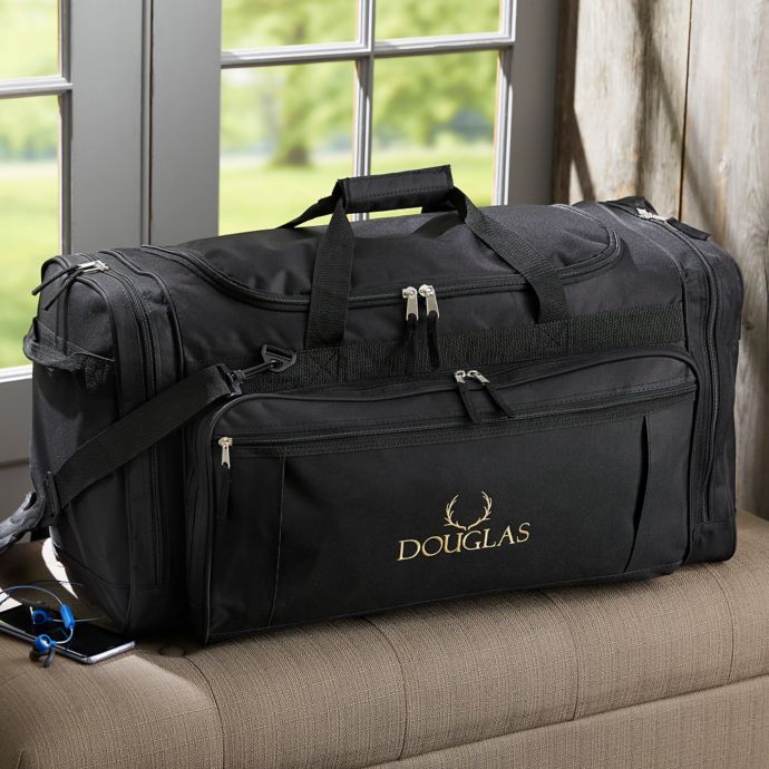 Woodland Embroidered Duffel Bag in Black Bed Bath and Beyond Canada