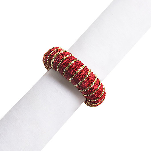 Alternate image 1 for Holiday Textured Yarn Wrap Napkin Rings (Set of 16)