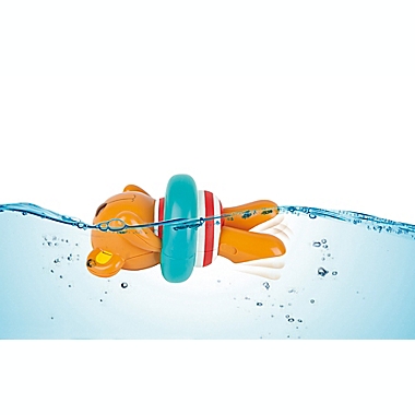 Hape Swimmer Teddy Wind-Up Bath Toy in Brown/Blue. View a larger version of this product image.