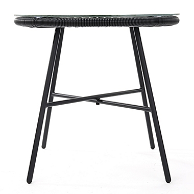 Destination Summer Round Wicker Patio Side Table in Black. View a larger version of this product image.
