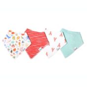 Copper Pearl&trade; 4-Pack Nautical Bandana Bibs in Red/Mint