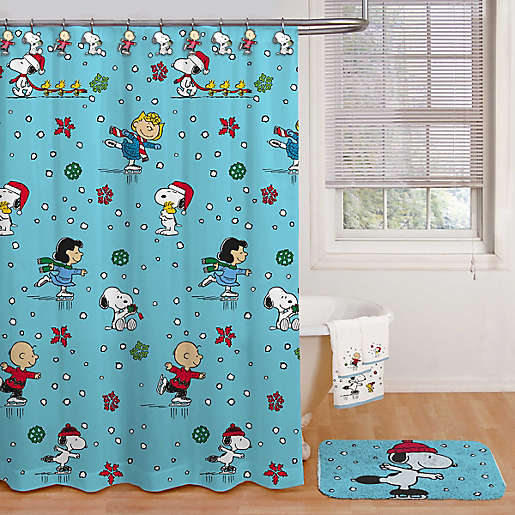 Peanuts beautiful 72x72 snoopy and Woodstock  Christmas shower curtain 