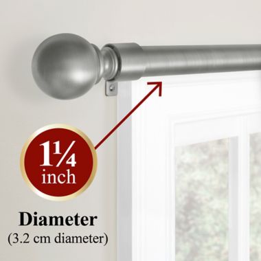 Maytex Premium Smart Ball 18 to 48-Inch Adjustable Single Curtain Rod Set in Brushed Nickel. View a larger version of this product image.