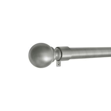 Maytex Premium Smart Ball 18 to 48-Inch Adjustable Single Curtain Rod Set in Brushed Nickel. View a larger version of this product image.