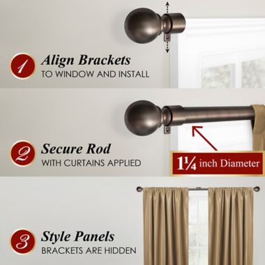 Maytex Premium Smart 18 to 48-Inch Adjustable Single Curtain Rod Set in Bronze. View a larger version of this product image.