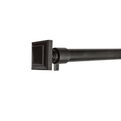 Maytex Premium Smart Adjustable Single Curtain Rod Set in Aged Iron