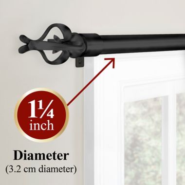 Maytex Premium Smart 48-Inch to 120-Inch Adjustable Single Curtain Rod Set in Black. View a larger version of this product image.