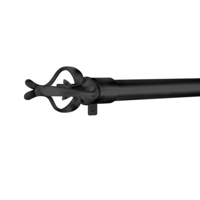 Maytex Premium Smart Adjustable Single Curtain Rod Set in Black