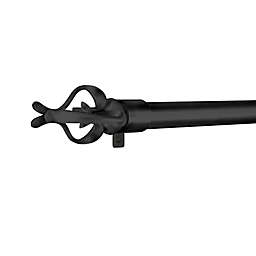 Maytex Premium Smart 18-Inch to 48-Inch Adjustable Single Curtain Rod Set in Black
