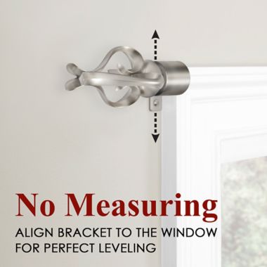 Maytex Premium Smart Scroll Work 18 to 48-Inch Adjustable Single Curtain Rod Set in Nickel. View a larger version of this product image.