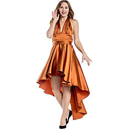 Vintage Disco Dress Women's Halloween Costume in Burnt Orange