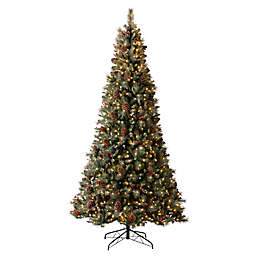 Glitzhome® Pre-Lit Artificial Pine Christmas Tree with Pinecones and Berries