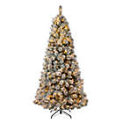 Alternate image 0 for Glitzhome&reg; 7.5-Foot Artificial Spruce Pre-Lit Snow Flocked Christmas Tree in Green