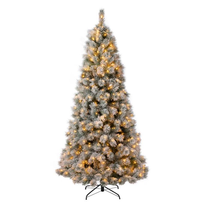 Glitzhome® 7.5Foot Artificial Spruce PreLit Snow Flocked Christmas