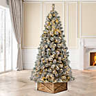 Alternate image 1 for Glitzhome&reg; 7.5-Foot Artificial Spruce Pre-Lit Snow Flocked Christmas Tree in Green
