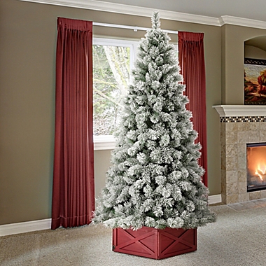 Glitzhome&reg; 7.5-Foot Artificial Spruce Pre-Lit Snow Flocked Christmas Tree in Green. View a larger version of this product image.