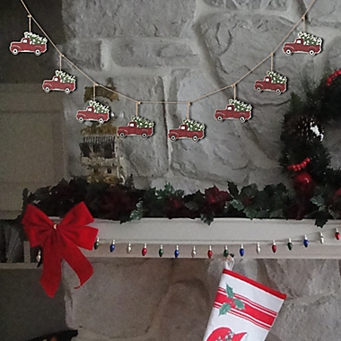 Glitzhome&reg; 5.9-Foot Holiday Truck Decorative Garland in Red. View a larger version of this product image.