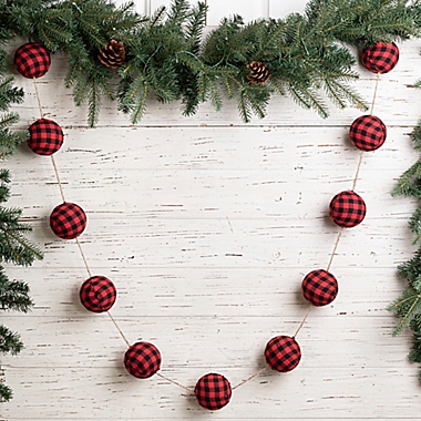 Glitzhome&reg; 78.74-Inch Fabric Christmas Garland in Red/Black. View a larger version of this product image.