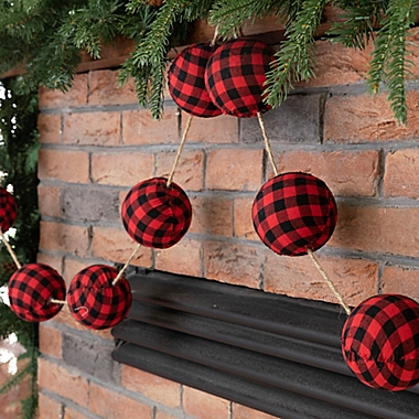 Glitzhome&reg; 78.74-Inch Fabric Christmas Garland in Red/Black. View a larger version of this product image.
