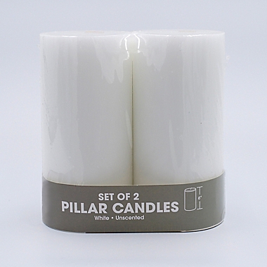 Pillar Candles in White (Set of 2). View a larger version of this product image.