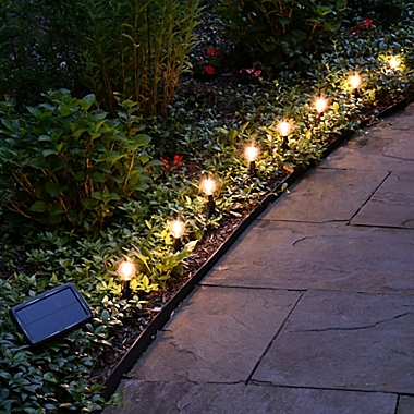 Solar-Powered 8-Light Glass Lantern String Lights in White. View a larger version of this product image.