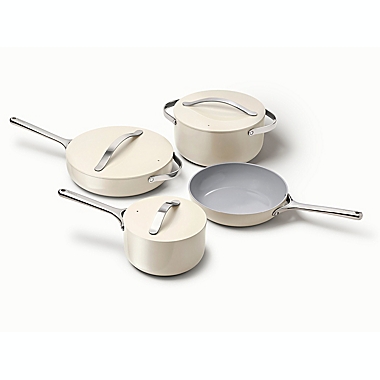 Caraway Ceramic Cookware 12-Piece Ceramic Nonstick Cookware Set in Cream. View a larger version of this product image.