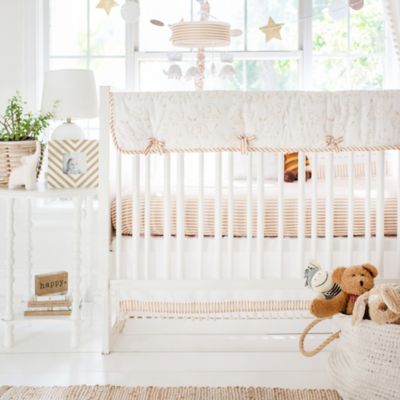 white and gold crib sheet