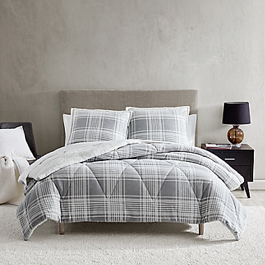 UGG&reg; Avery 3-Piece Reversible Full/Queen Comforter Set in Glacier Grey Plaid. View a larger version of this product image.