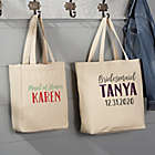 Alternate image 1 for Bridesmaid On The Go 20-Inch x 15-Inch Canvas Tote Bag in Tan