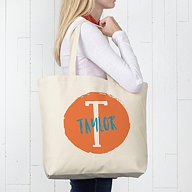Yours Truly 20-Inch x 15-Inch Canvas Beach Bag in Tan. View a larger version of this product image.